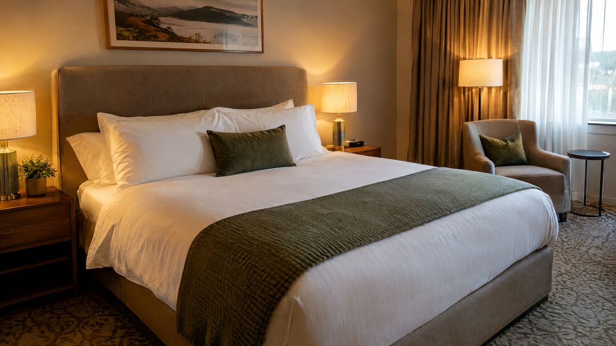Sıcak ışıklı otel odası